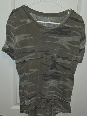 Zoe + Liv Olive Camo Pocket Tee